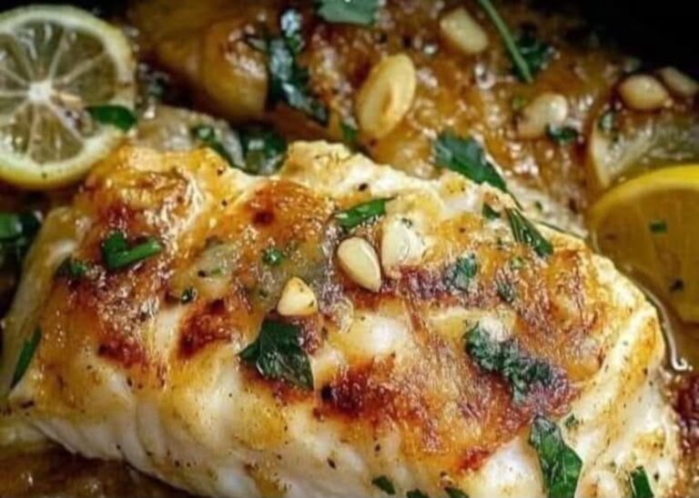 Lemon-Garlic Baked Cod with Pine Nuts and Parsley. This dish is light, flavorful, and perfect for a healthy weeknight dinner!