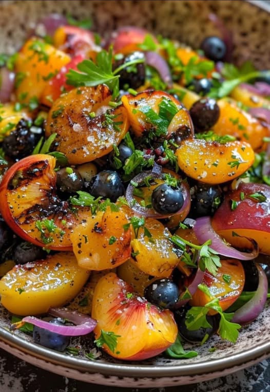 Easy Grilled Peach Blueberry Salad
