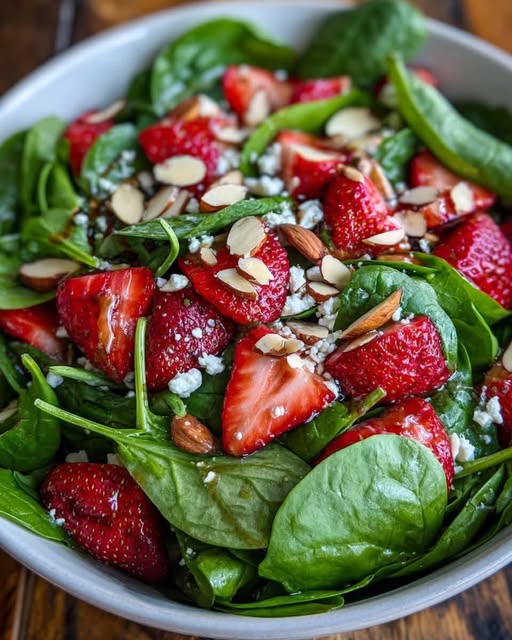 Strawberry Basil Spinach Salad