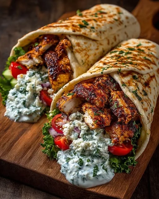 Greek Chicken Wraps with Tzatziki Sauce