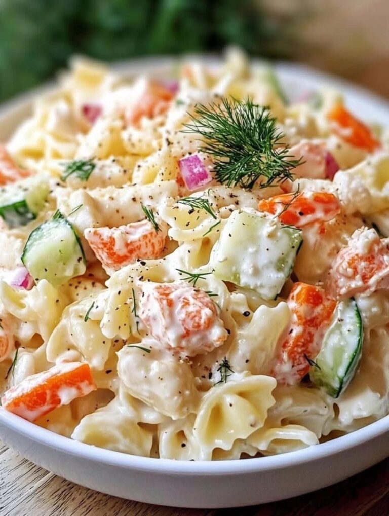 Mediterranean Creamy Crab Pasta Salad