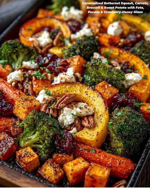 Caramelized Winter Vegetable Medley with Cranberry-Pecan Glaze
